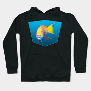 Colorful parrotfish | Blue background | Hoodie